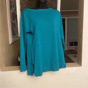 Talbots Teal Green Cable Knit Sweater Womens Size Small Long Sleeve Lightweight